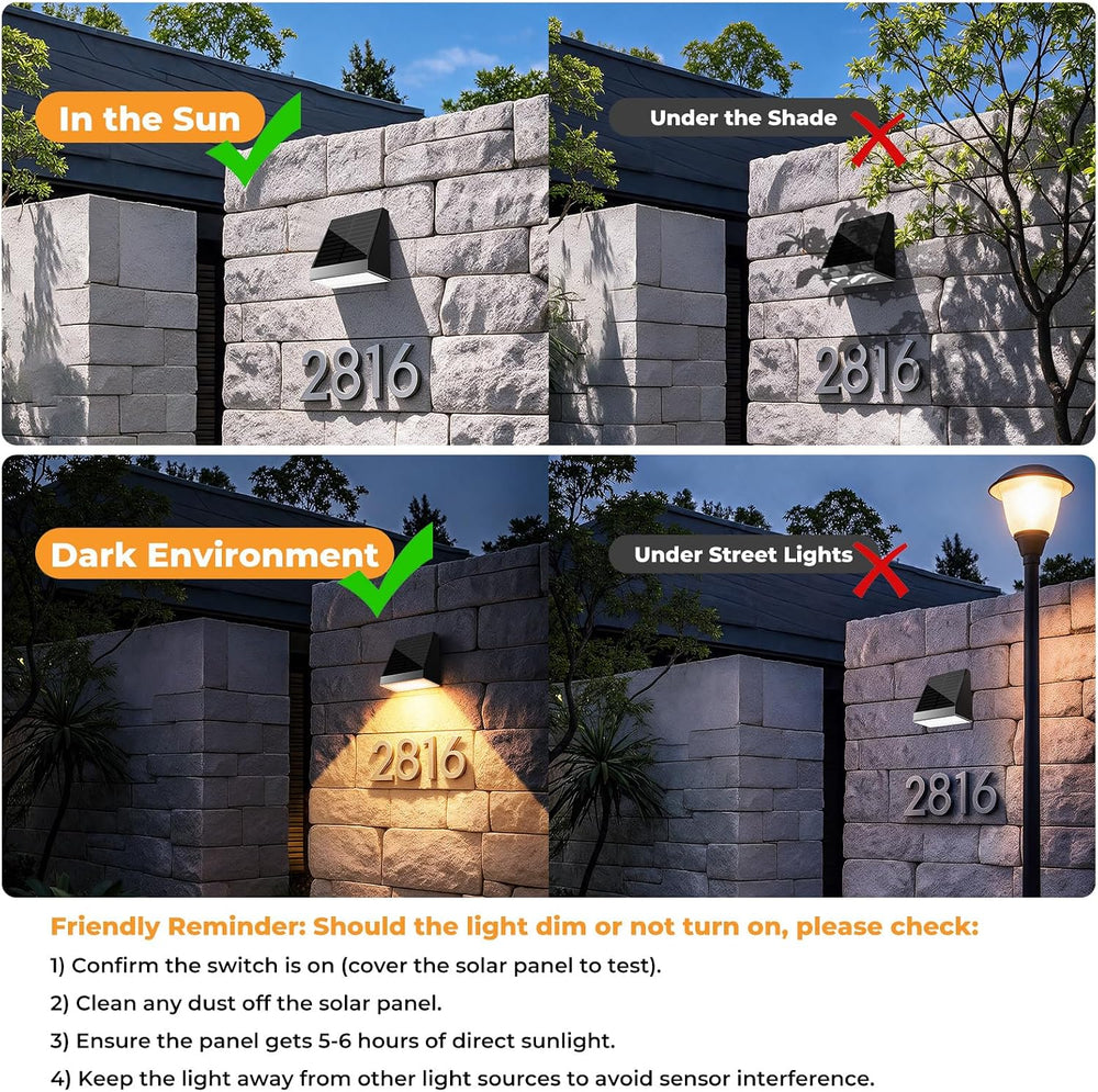Solar Lights Outdoor for Mailbox, Address, Sign, House Number, Fence