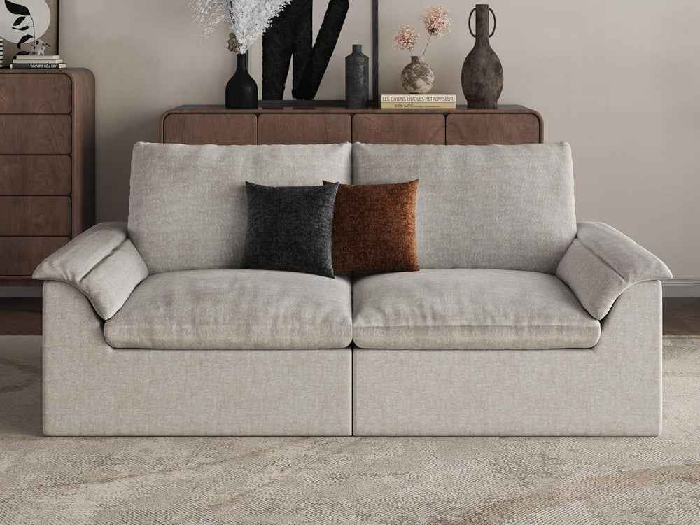 EASE MOOSE Couches for Living Room, Modular Loveseat Sofa, Beige | No Assembl...
