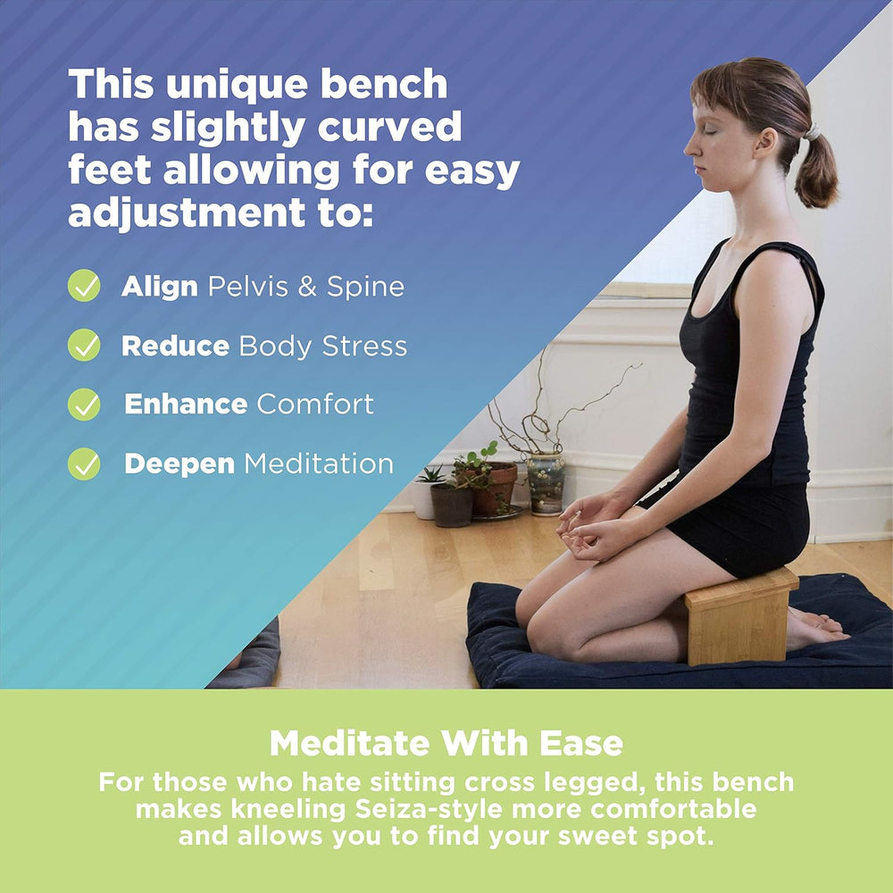 Bean Products Bamboo Folding Meditation Bench, Ergonomic Kneeling Stool
