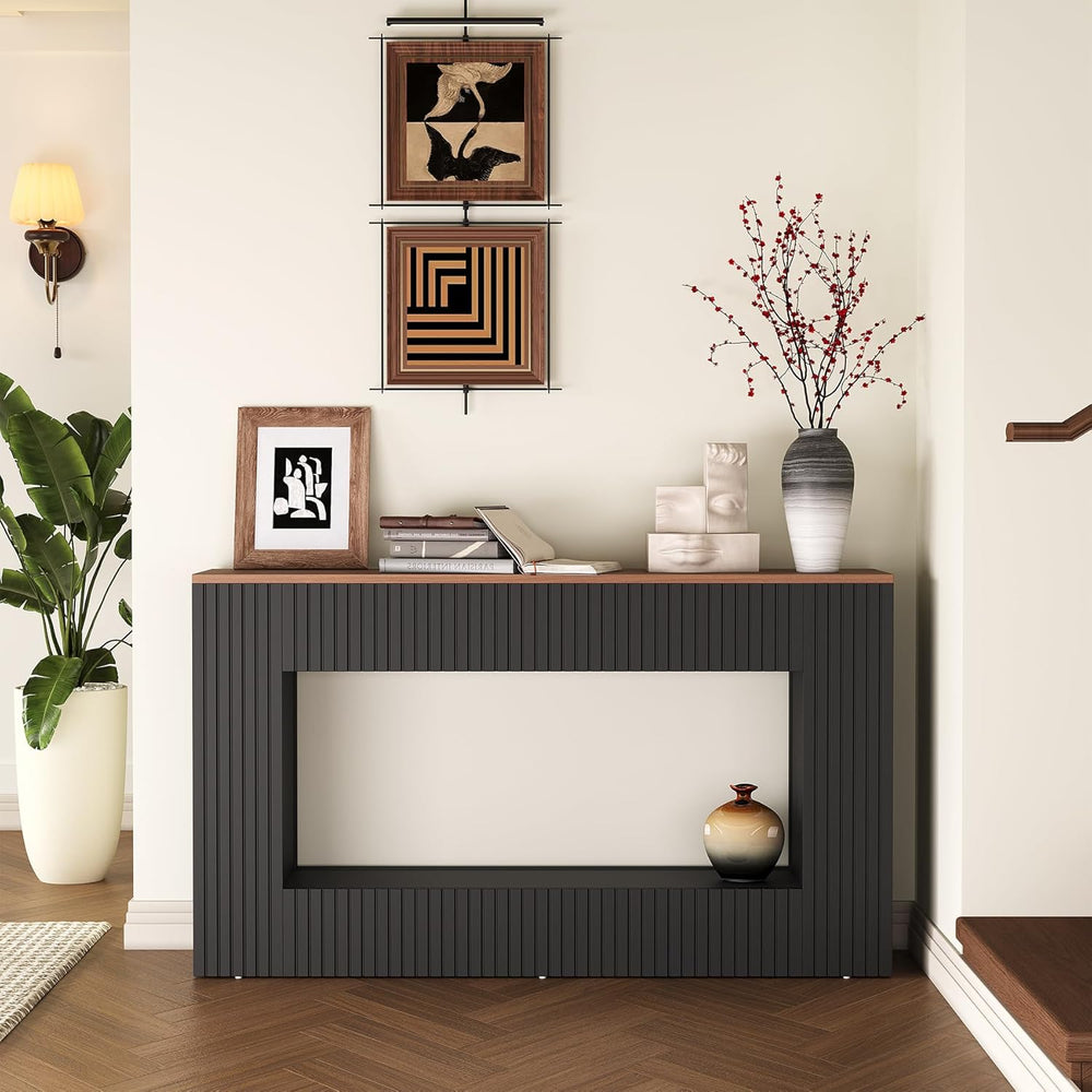LITTLE TREE Black Console Table for Entryway, 55 Inch Long Narrow Farmhouse S...