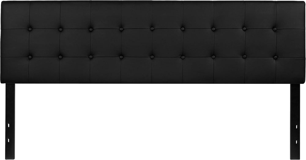 EMMA + OLIVER Black King Button Tufted Headboard