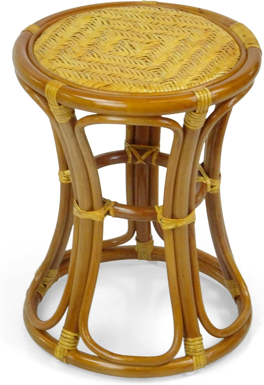 Natural Rattan Wicker Stool Breeze Plant Stand Handmade Design ECO, Cognac