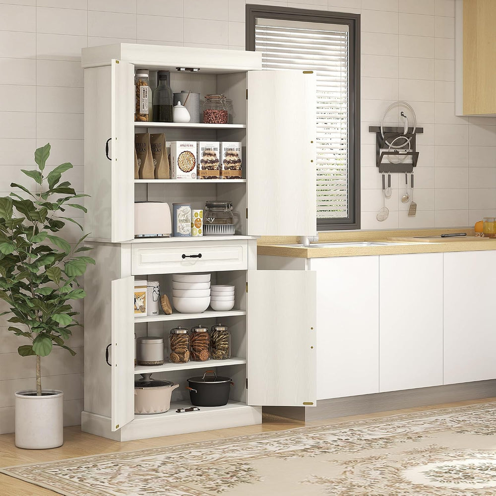HOMCOM 71" Freestanding Kitchen Pantry Cabinet, Tall Storage Cabinet wit...