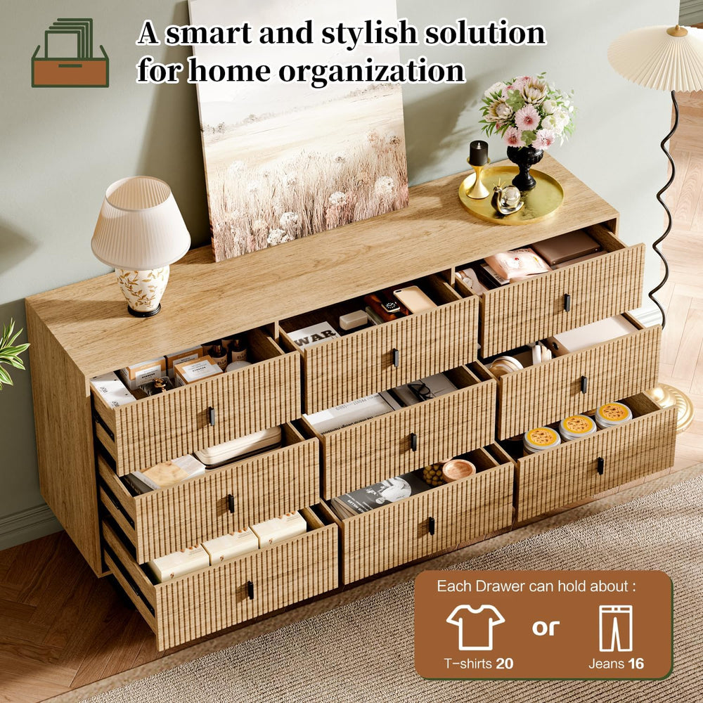 Chrangmay Modern Chest of Drawers with 9 Drawers,Deep Drawers,Clothes Organiz...