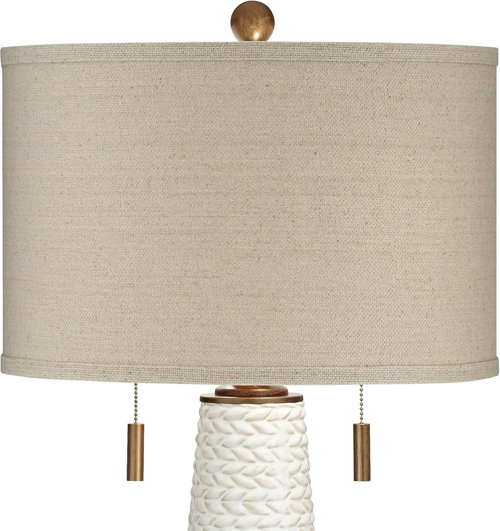 Kingston 32 3/4" Large Table Lamp Pull Chain White Ceramic Grooved