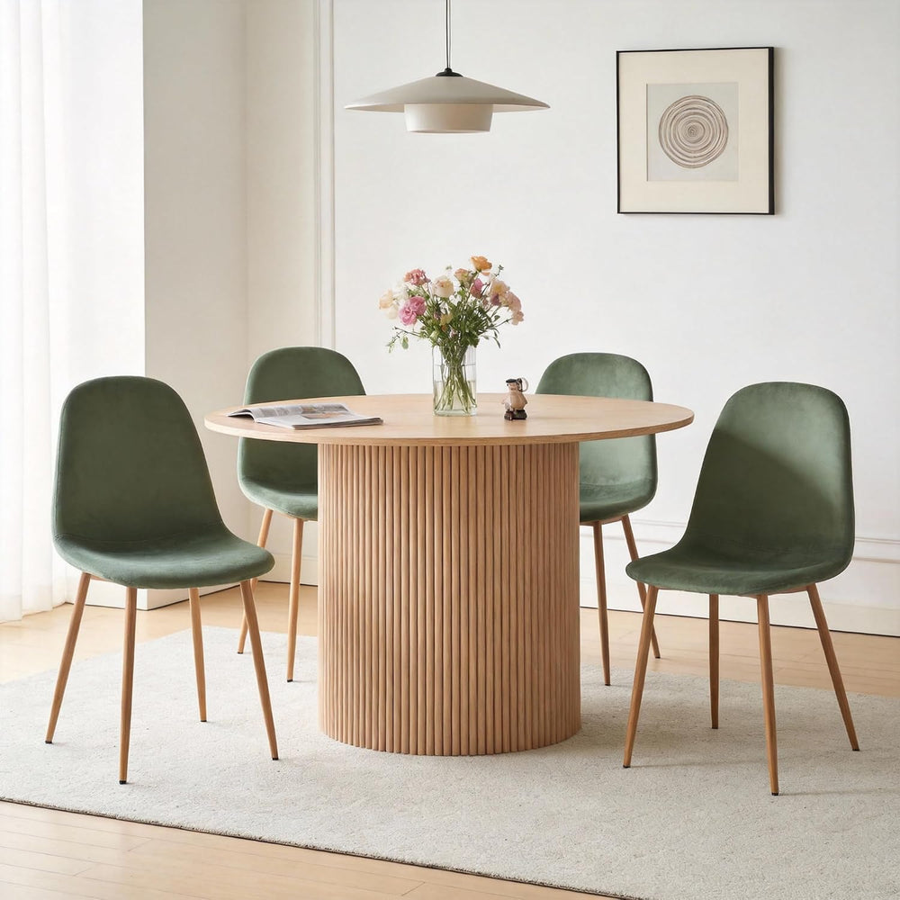 Dining Table Set for 4, Mid Century Modern 47 Inch Wooden Round Dining Table ...