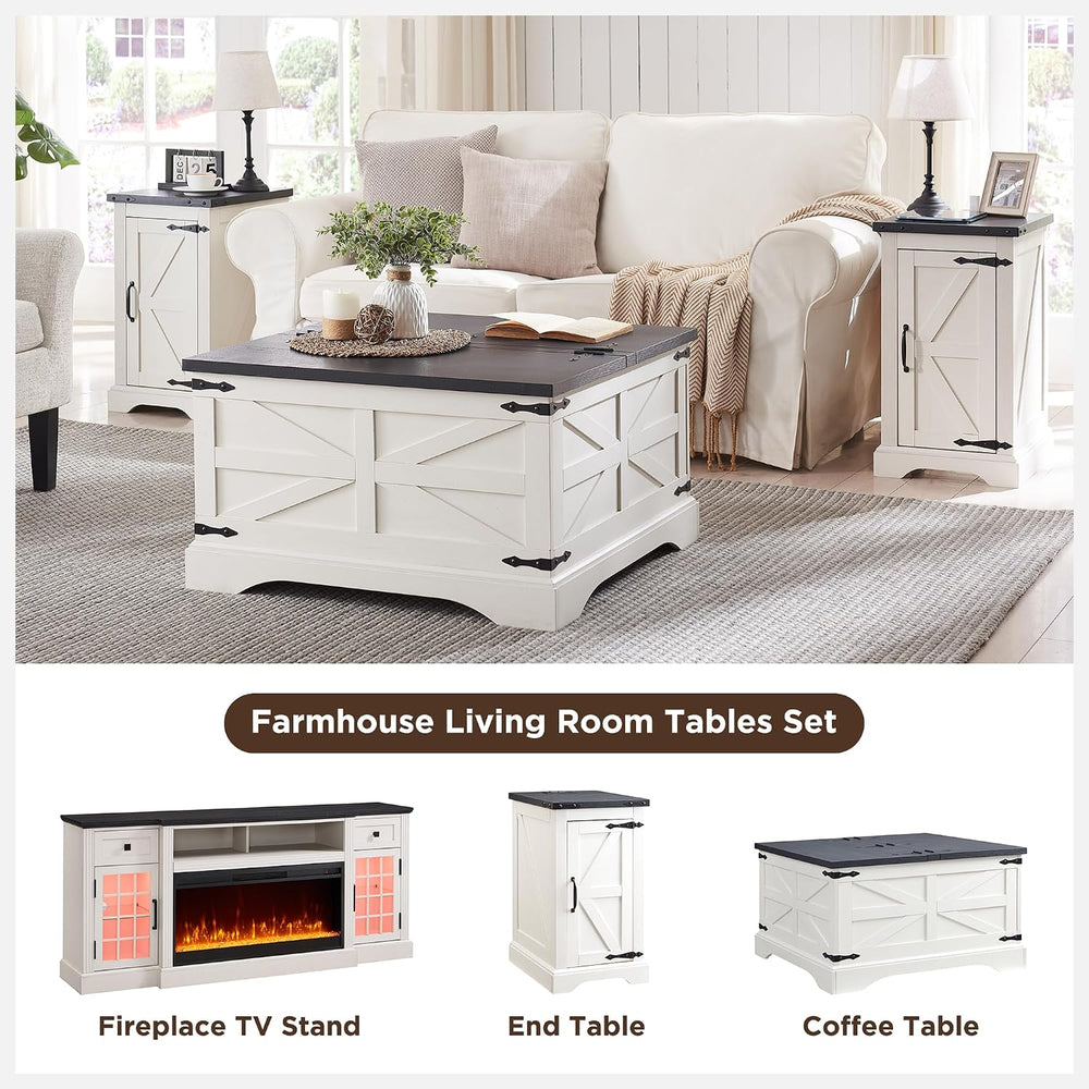 JXQTLINGMU 3-Piece Farmhouse Coffee Table and End Table Sets, Includeds 36&qu...