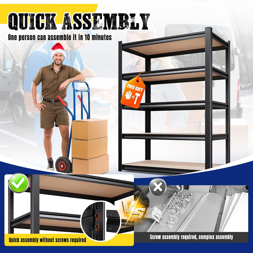 71"H x 28"W x 12"D Garage Shelving Unit, 5-Tier Heavy Duty Met...