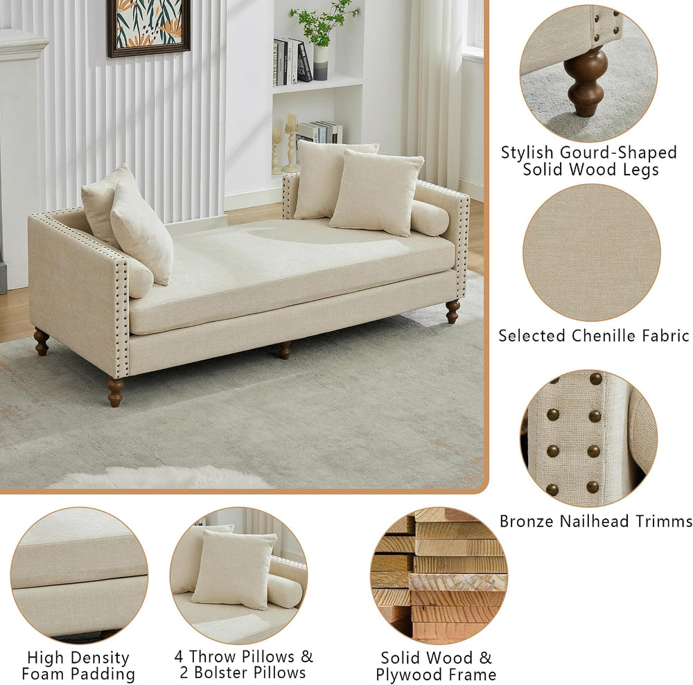 Setawix 75.2" Indoor Chaise Lounge Sofa Chair Double-Sided,Chenille Larg...