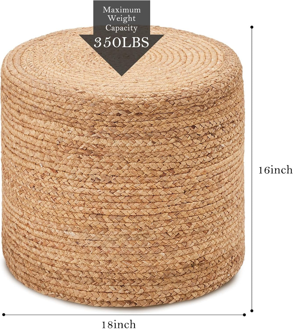 Wimarsbon 2Pcs Pouf Ottomans, Natural Seagrass Foot Stool, Hand Weaving Round...