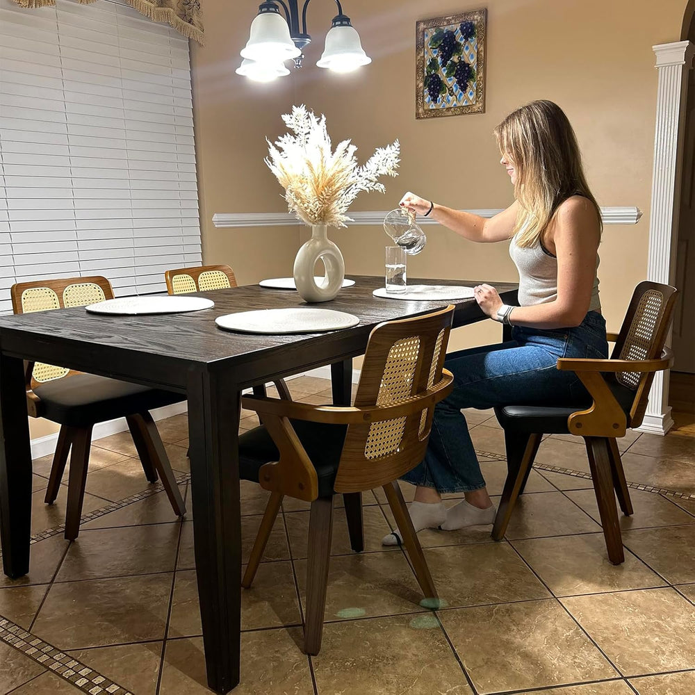 Walnut Dining Chairs - Swivel Rattan Dining Chairs with Bentwood Frame with E...