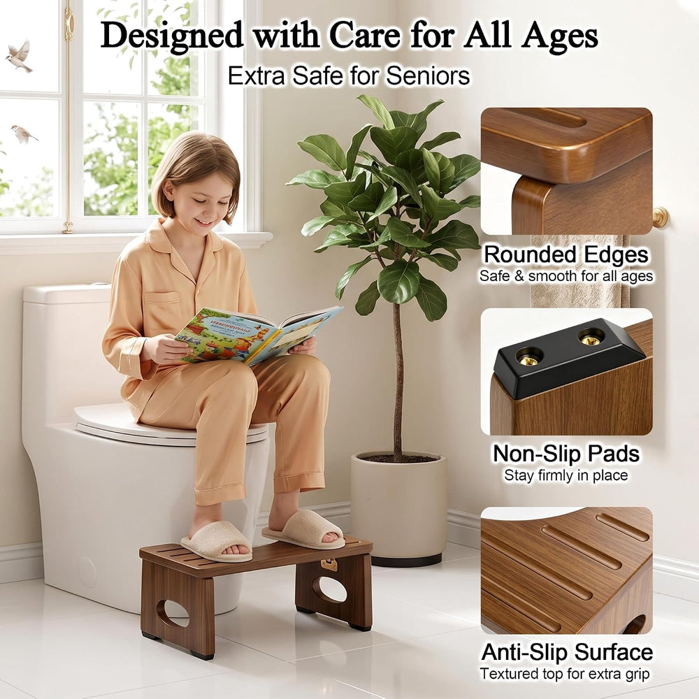 YOSE Squatting Potty for Adults, Foldable Bamboo Toilet Stool Squat Adult (Da...