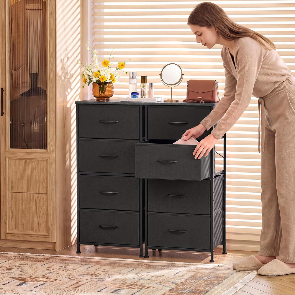 WLIVE Small Dresser Nightstand for Bedroom, 4 Drawers, Charcoal Black