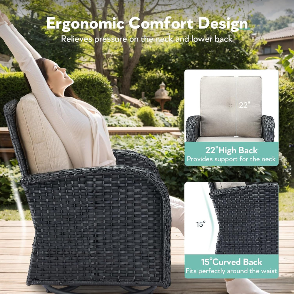 Outdoor Swivel Glider Rocker Chairs Set- 5 Piece Patio Furniture Set, Patio B...
