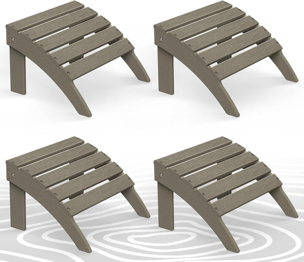 BRIOPAWS Adirondack Ottomans | Folding | Set of 4 | HDPE Plastic | Wood Grain...