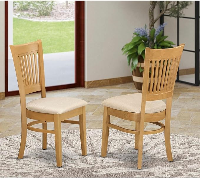 East West Furniture VAC-OAK-C Vancouver Dining Chairs - Linen Fabric Upholste...