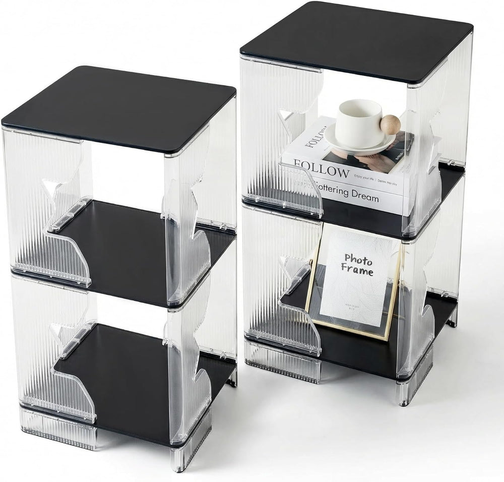 End Tables, Set of 2, Side Table, Small Nightstand for Living Room, Space-Sav...
