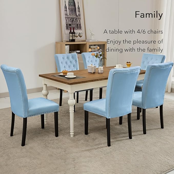 Velvet Dining Kitchen Chair Set of 2, Parsons Upholstered Dining Room Chair, ...