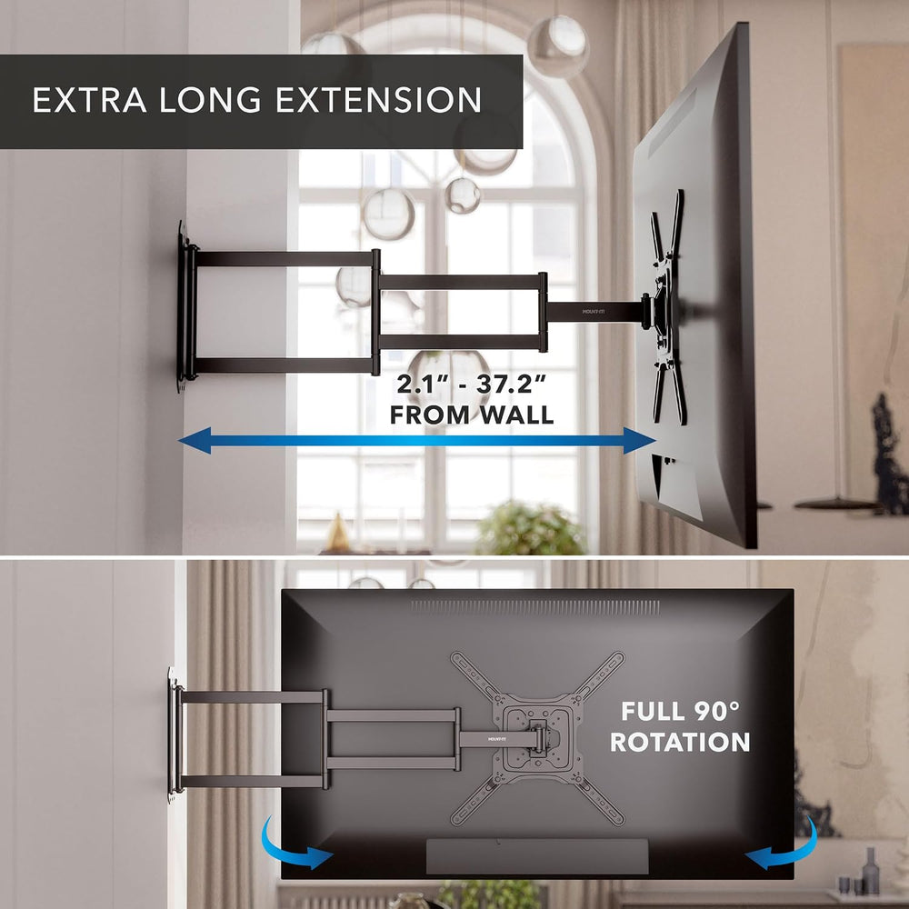 Mount-It Corner Full Motion TV Wall Mount, Long Arm 37.2" Extension | Ar...
