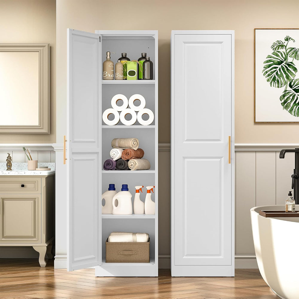SISESOL 71" Tall Narrow Storage Cabinet with 1 Door and 5 Shelves,Slim K...