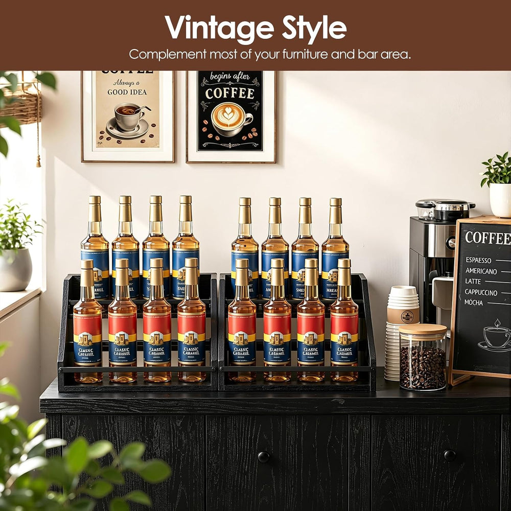 Nuovoware Coffee Syrup Rack, 3-Tier, Black | Hold 15 Bottles, Coffee Syrup Or...