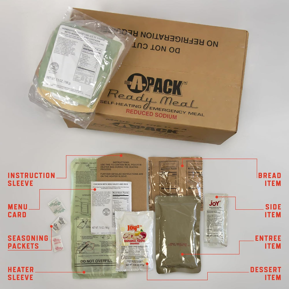 Apack Ready Meal - Ready-To-Eat, Shelf-Stable Meals, Self-Heating, Variety Pa...