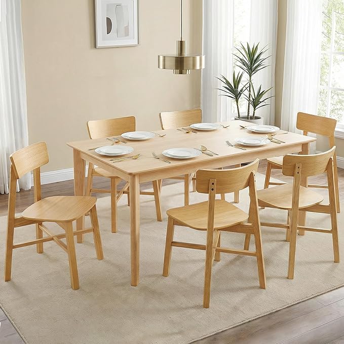 CHITA Soild Wood Dining Chairs Set of 2, Mid Century Modern Oak Wood Kitchen ...