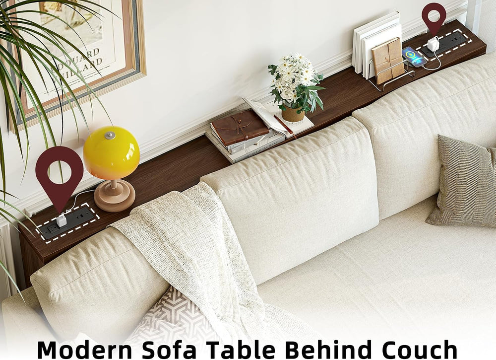 TIQLAB Sofa Table, 79 inch (1.2'' Thickness) Long Console Table Behin...