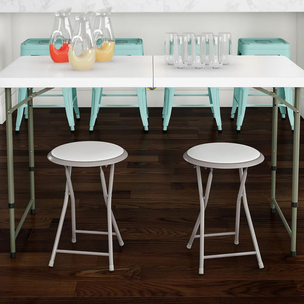 Lavish Home Portable Folding Stool with Backless Seat Set of 2, White, 18”