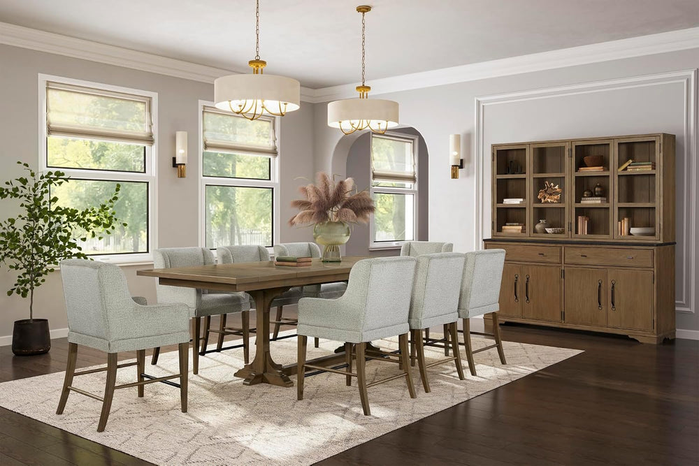 2 Piece Cabinet (Hutch and Buffet) - Almond with Solid Wood and MDF | Two-pie...