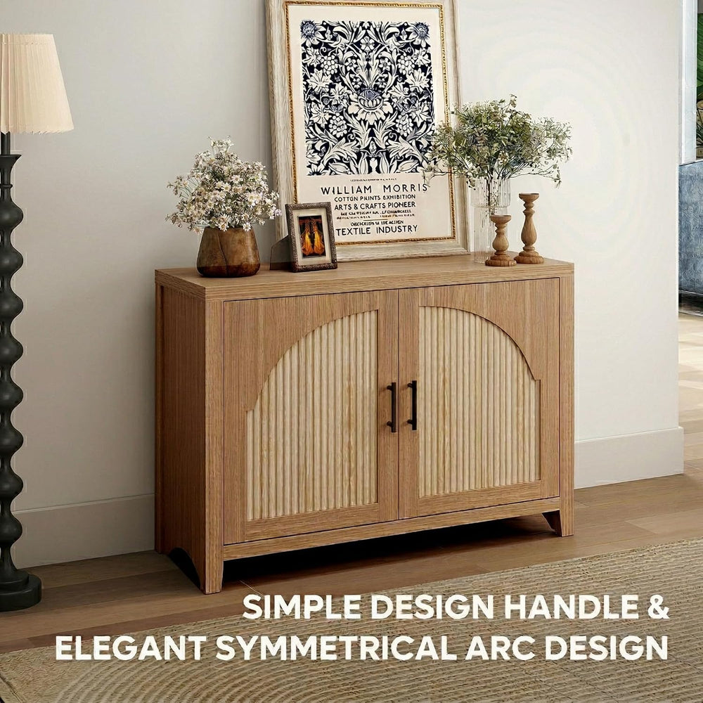 Bestier 37" Fluted Sideboard Buffet Cabinet with Storage, English Oak