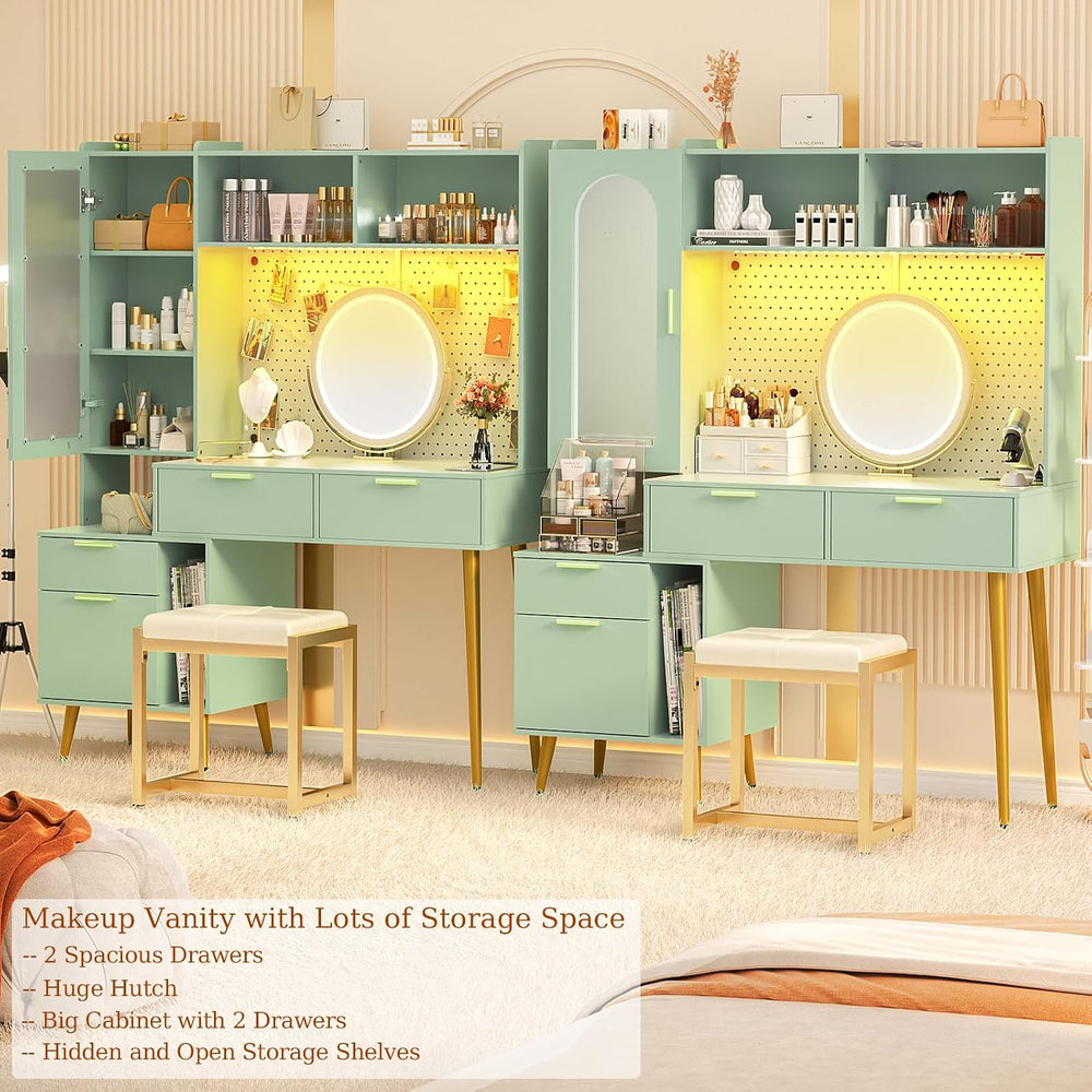 Armocity 48'' Makeup Vanity with Hutch, Modern Bedroom Vanity with Ch...
