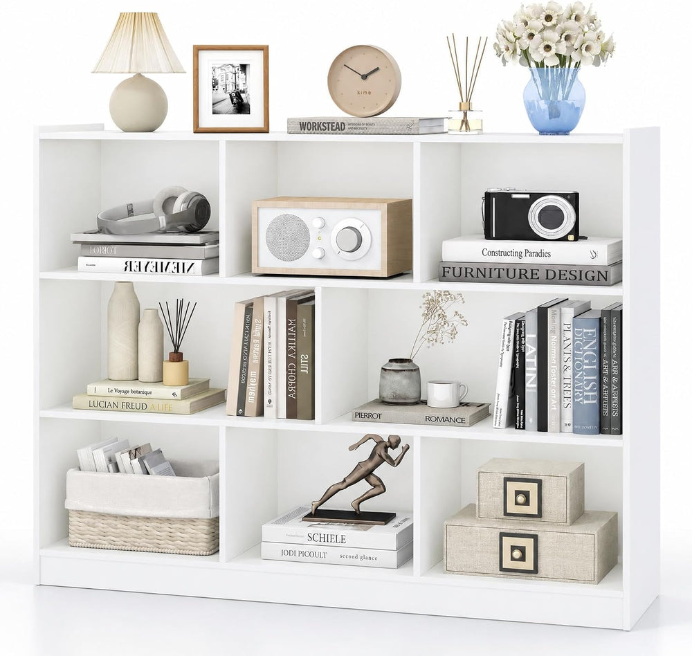Tangkula 8-Cube Bookcase, Wood 3 Tier Open Storage Bookshelf, Modern Multipur...