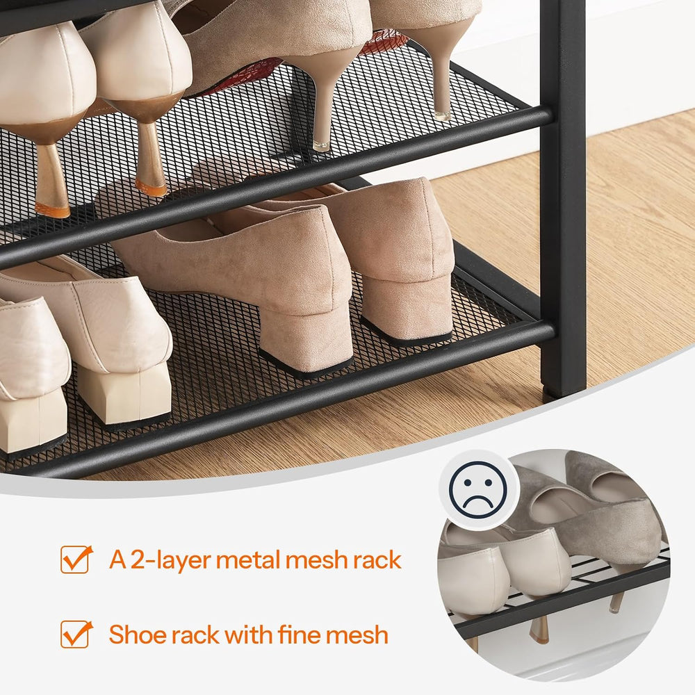 HOOBRO Small Shoe Bench, 3-Tier Shoe Rack, Shoe Storage Bench with PU Seat Cu...