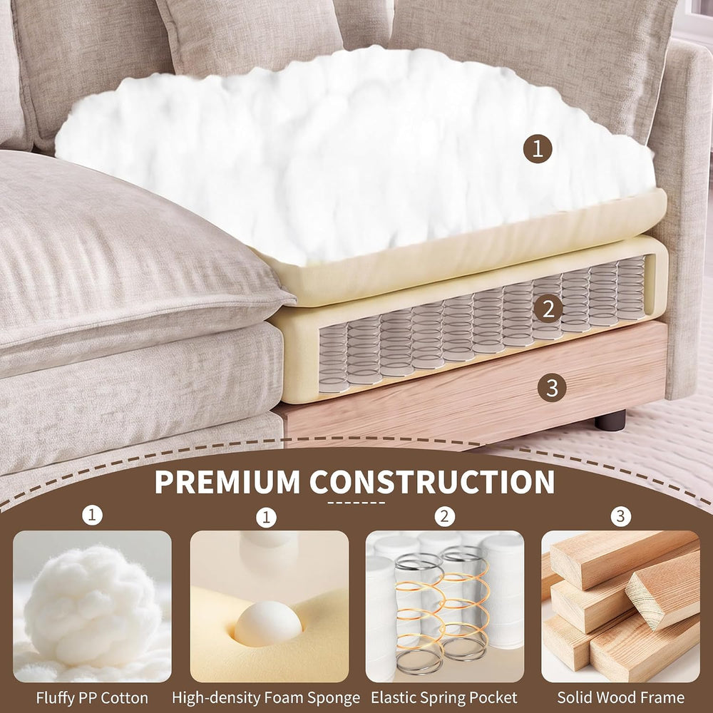 Tmsan 76.7" Cloud Loveseat Couch with Ottoman, Small L Shape Sectional Sofa