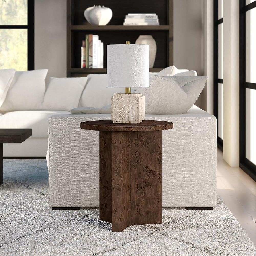 Henn&Hart 20" Scandinavian Round Wooden End Table, Side Table, Night...
