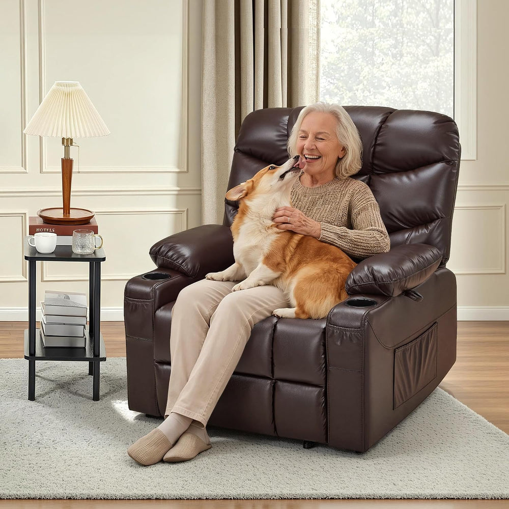 MCombo Power Lift Recliner Chair, Leather R7289 (Dark Brown, Medium-Wide)