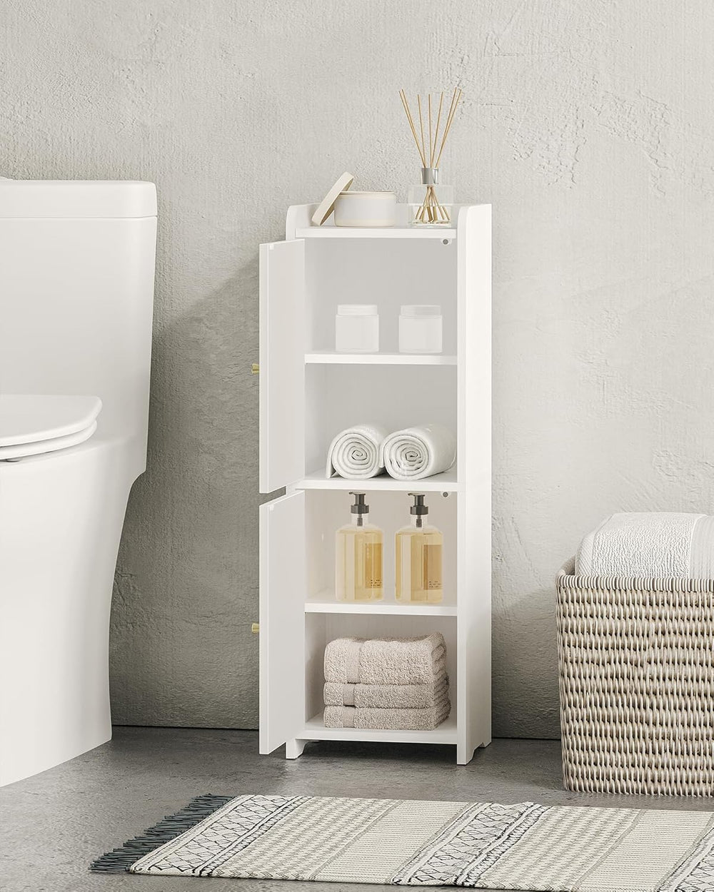 Hzuaneri Bathroom Storage Cabinet, Small Corner Floor Cabinet with 2 Doors an...