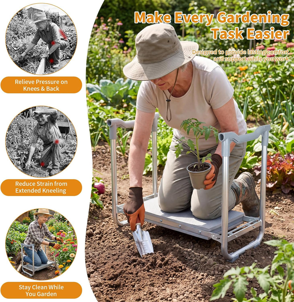 Garden Kneeler and Seat, Gardening Bench with Handles to Stand Up Easily