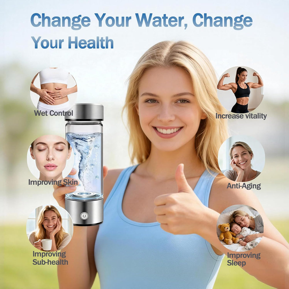 Hydrogen Water Bottle Generator, Up to 4000 PPB, with SPE/PEM Technology, for...