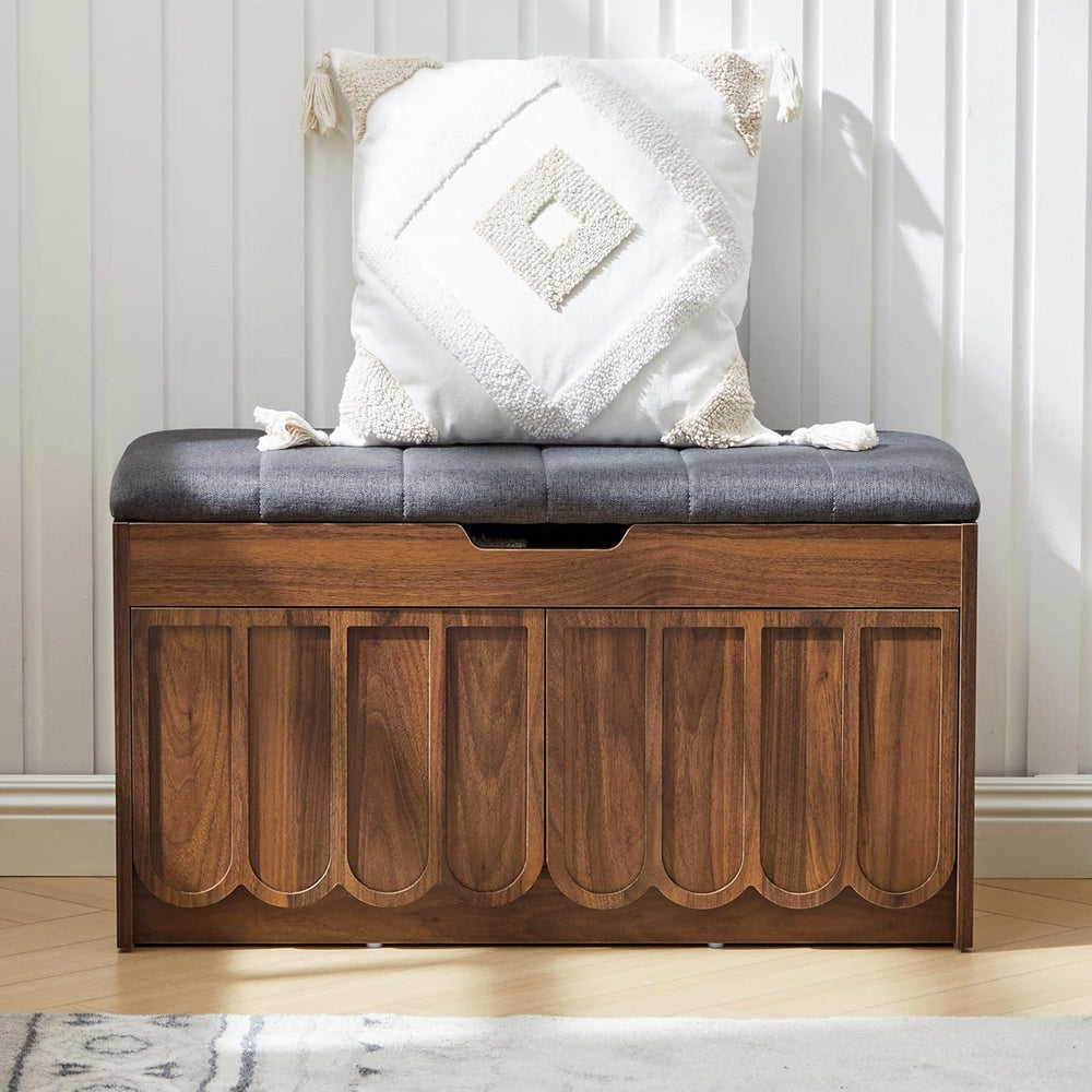 ORRD Shoe Storage Bench with Cushion, Entryway Shoe Cabinet Bench with 2 Scal...