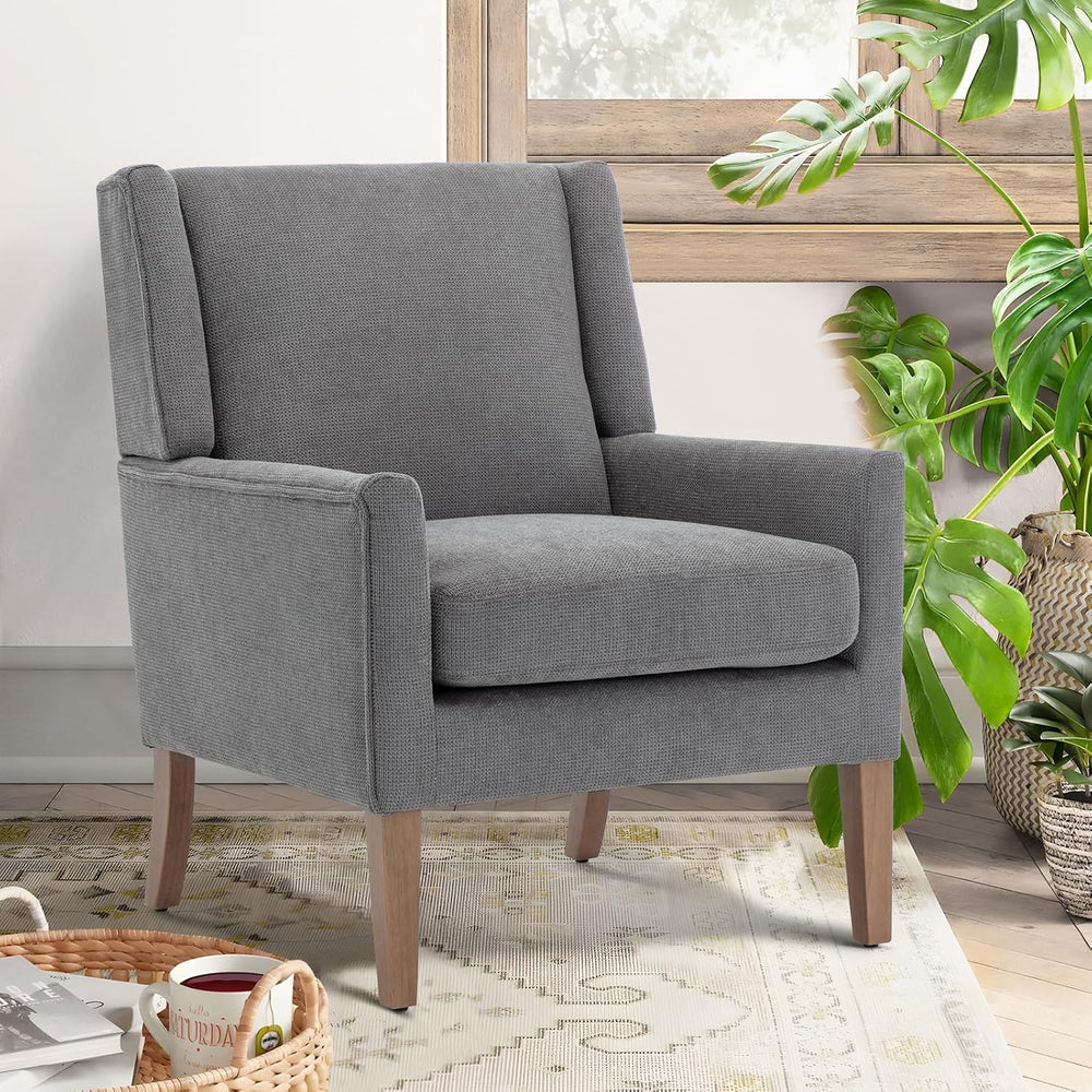 COLAMY Modern Wingback Living Room Chair Set of 2, Upholstered Fabric Accent ...