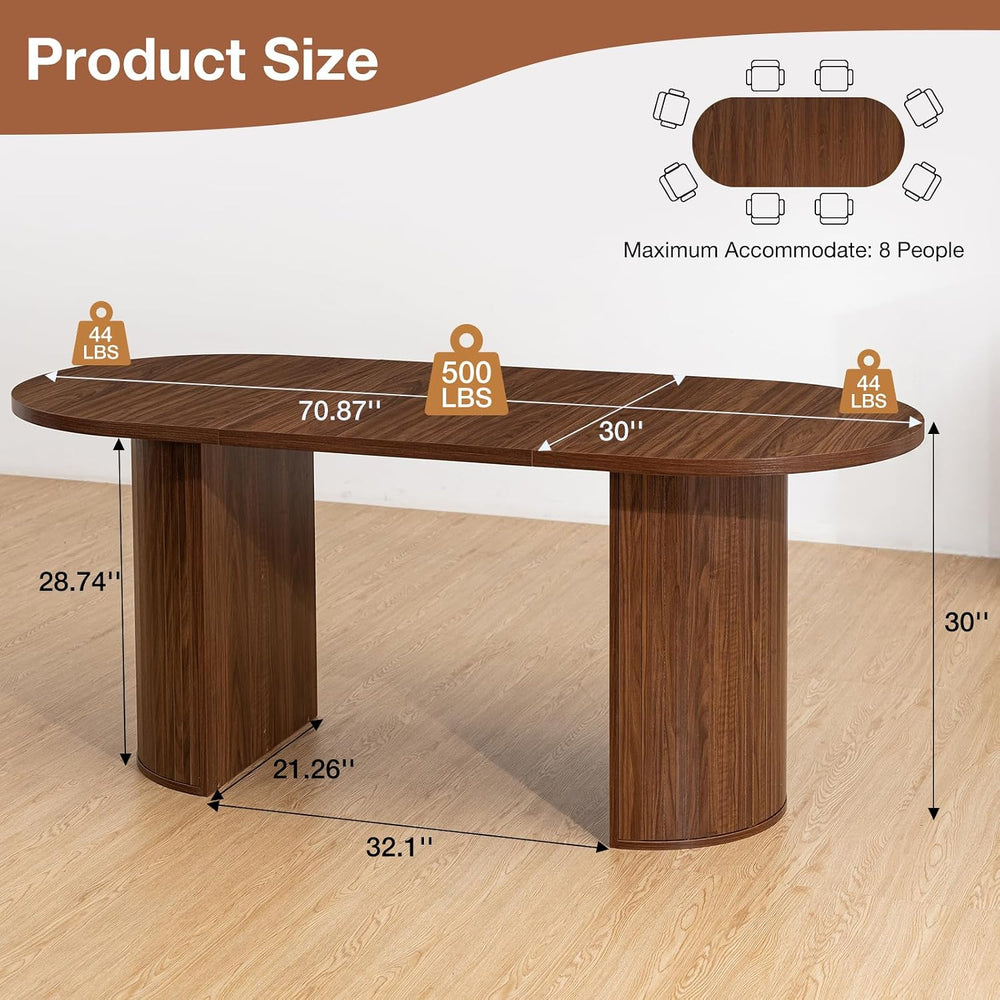 HOMMPA 70.8" Oval Dining Table for 4 6 Person Kitchen Table with Semi-Cy...