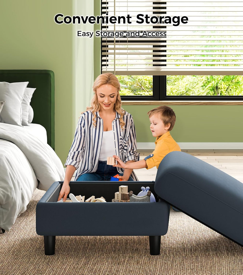 Welzona Teddy Storage Ottoman, 26.7"Large Living Room Ottoman, Coffee Ta...
