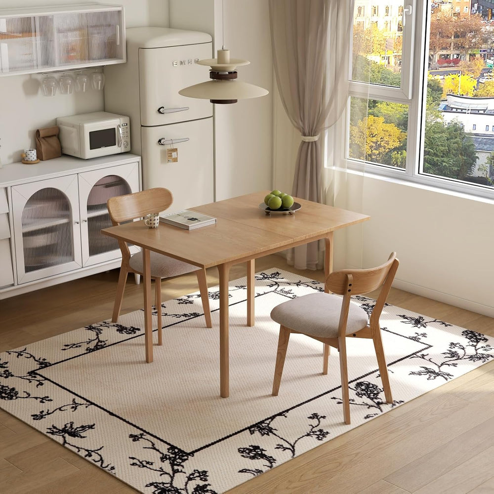 31"-47" Extendable Dining Table and Chairs Set for 2, Solid Wood Fo...