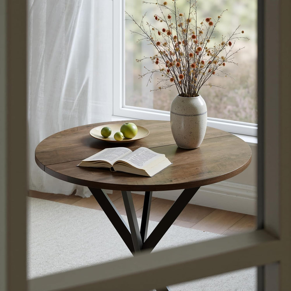 Unovivy 31.5" Small Round Dining Table for 2-4, Space Saving Circle Kitc...