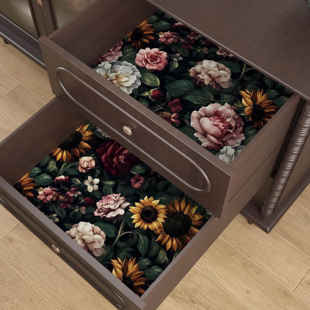 Dark Green Oil Garden Floral Peel and Stick Wallpaper 17.5" x 393"
