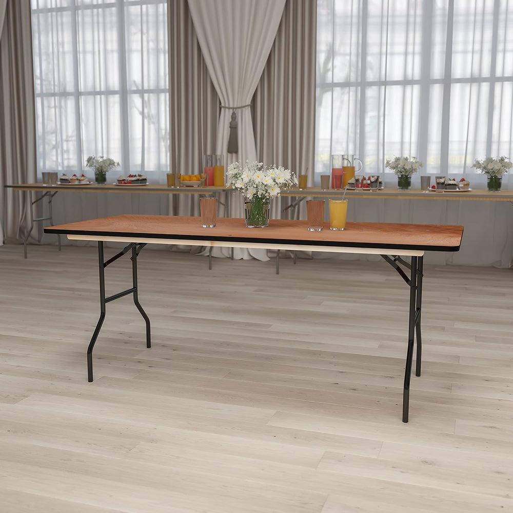 Flash Furniture 6 ft Folding Clear Coat Rectangular Banquet Table, Clear