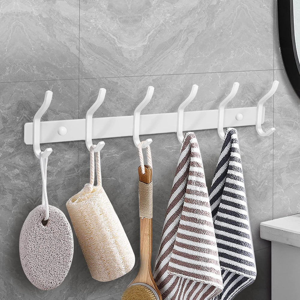 White Coat Rack Wall Mount, 23 Inch Coat Hooks with 8 Hooks, 2 Pack