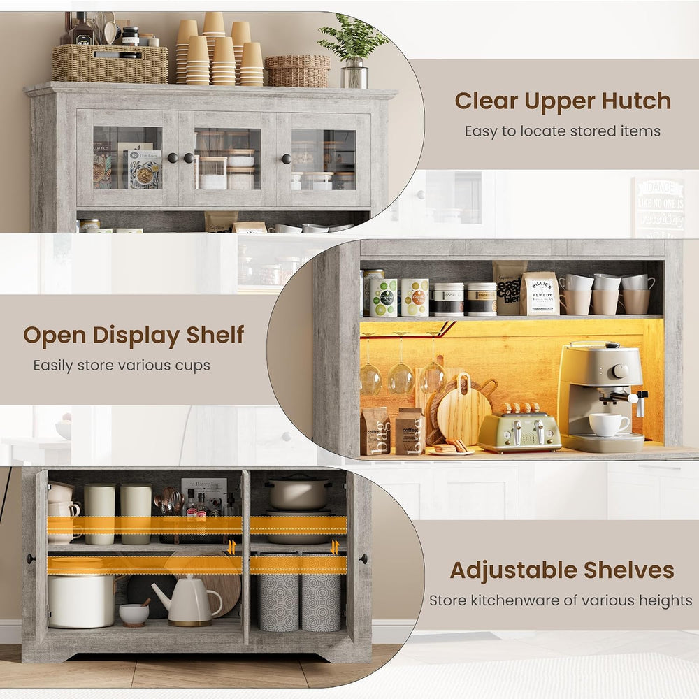 GAOMON 69" Pantry Cabinet with LED Light & Charging Station, Kitchen...